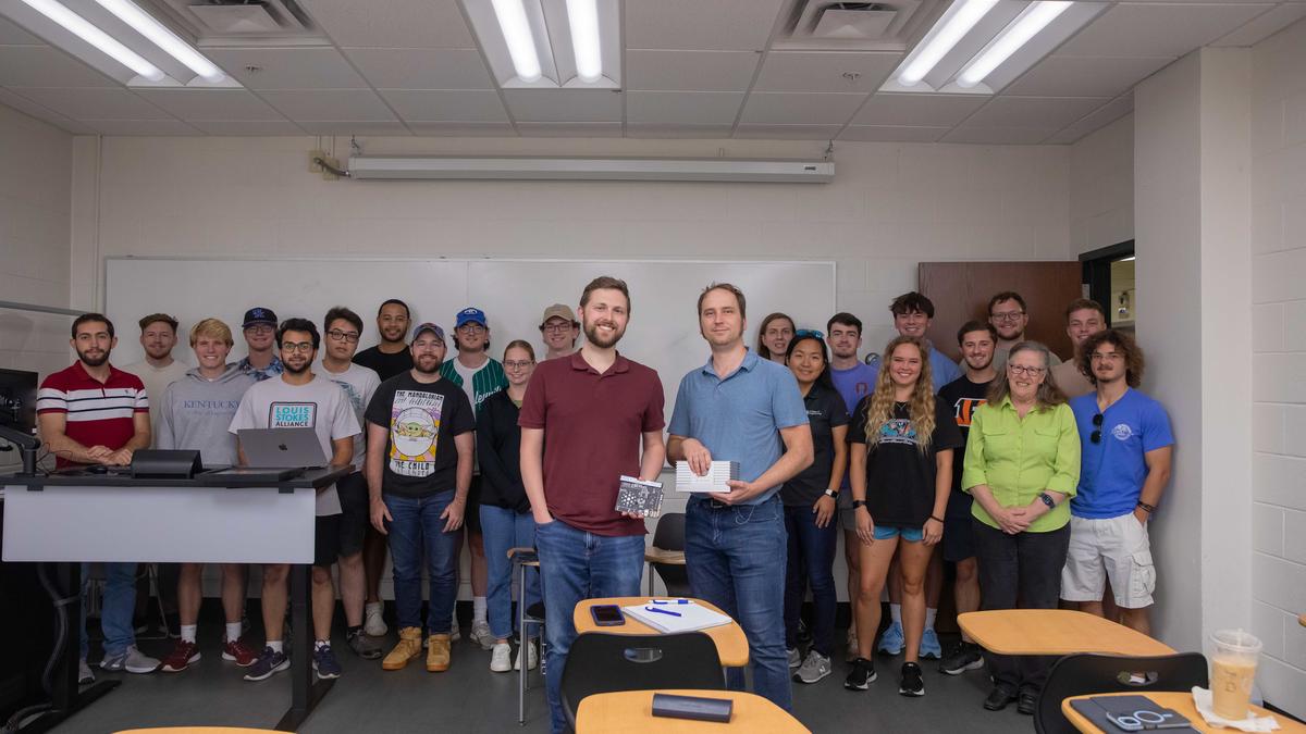 Smith and students with Space Tango guest speakers