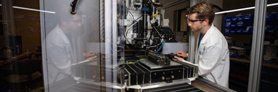 Researcher conducting experiment